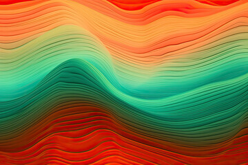 Fototapeta premium horizontal colorful abstract wave background with peru, firebrick and light sea green colors