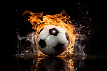 Naklejka premium soccer ball fire and water