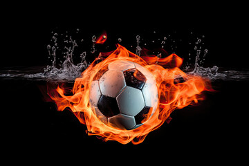 Fototapeta premium soccer ball fire and water