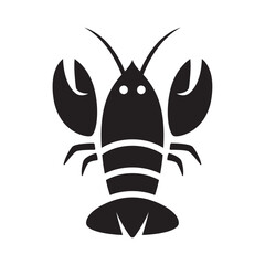 black lobster icon on white background, seafood illustration