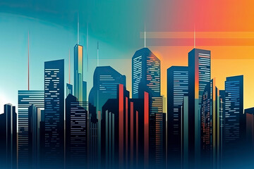 Fototapeta premium Stockmarket and investment theme background with City skyscraper