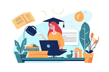 Technical Support Template Concept Flat Design Icon. Hotline. Online Chat