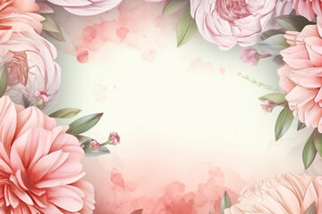 Beautiful Floral Mother's Day Banner with Watercolor Frame,  Generative AI	