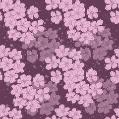 Fototapeta na wymiar Seamless pattern Sakura with cherry tree blossom. Vintage hand drawn vector illustration in sketch style.