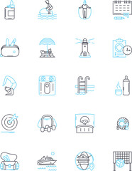 Trade show linear icons set. Exhibitors, Booths, Nerking, Displays, Marketing, Products, Sales line vector and concept signs. Attendance,Promotions,Business outline illustrations Generative AI
