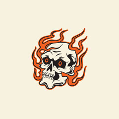 Human head skull surrounded by chains	