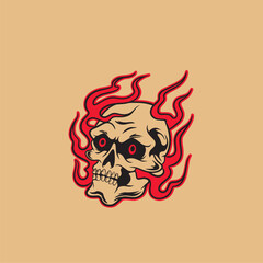 Human head skull surrounded by chains	