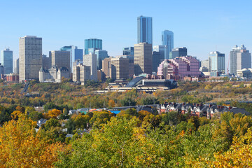 Cityscape of Edmonton, Alberta, Canada, during the autumn season.	