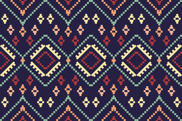 Geometric ethnic patterns. Cross Stitch. Seamless pattern in tribal, folk embroidery, and Mexican style. Aztec geometric art ornament print.Design for carpet, wallpaper, clothing, wrapping, fabric.
