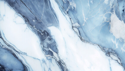Generative AI, Glossy Blue and White Marble Texture