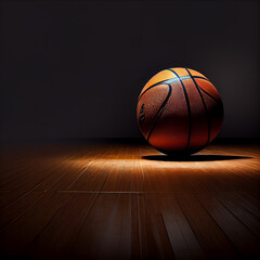 Obraz premium basketball ball on wooden floor banner design