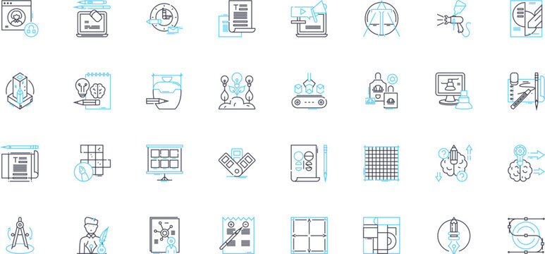 Graphic design linear icons set. Typography, Logos, Layout, Color, Branding, Vector, Illustration line vector and concept signs. Motion,Printing,Web design outline illustrations Generative AI