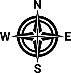 Black north sign. Compass symbol.