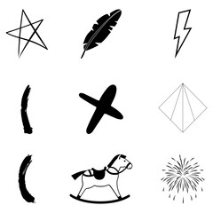 black and white icons set