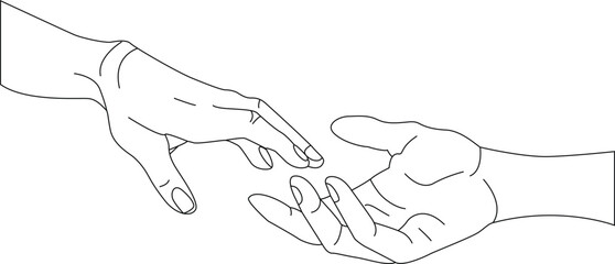 Holding Hands with two different hand coming together to hold