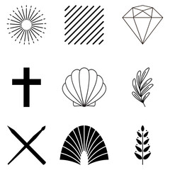 set of black and white icons