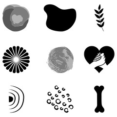 black and white icons set