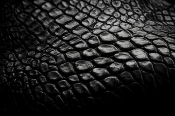 Black reptile skin. Generative AI.
