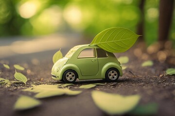 Green eco-friendly small car. Generative AI.