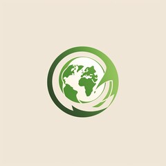 Environmental logo with green planet. Generative AI.