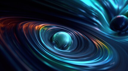 Abstract background with colorful metallic wave shape. Generative AI.