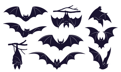 Bats horror set - obrazy, fototapety, plakaty