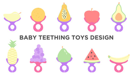 Baby Teething Toys Design. Easy To Edit. EPS 10

