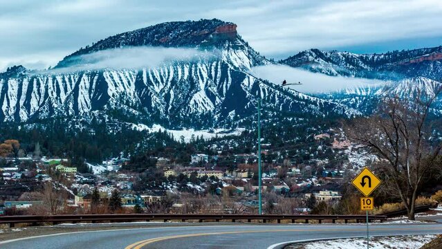 Winter in the mountains with fog, Durango, Colorado