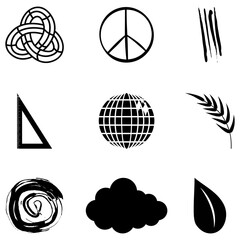 set of icons with earth