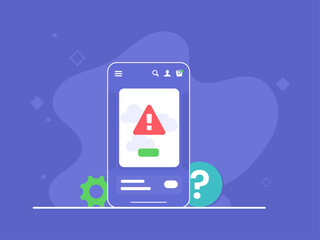 warning mobile website concept vector illustration