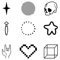 black and white icons set