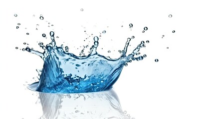 Fototapeta na wymiar Water splash in blue isolated on white background. Creating using generative AI tools