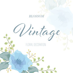 Flowers vintage wreath for floral frame template background. Watercolor lovely flowers leaf branch can be used for wallpaper, printing, greeting or wedding anniversary. Vector invitation card concept.