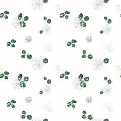 Seamless simple retro floral pattern. Small white flowers with green leaves on a white background.