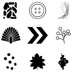 black and white icons set