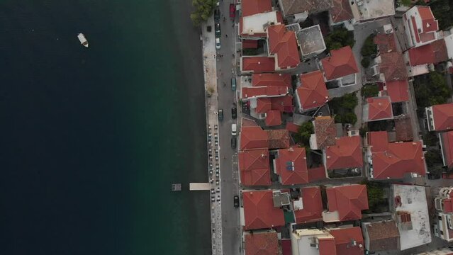 Evia Greece bird's eye view of buildings and coastline