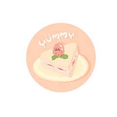 Yummy strawberry cake icon