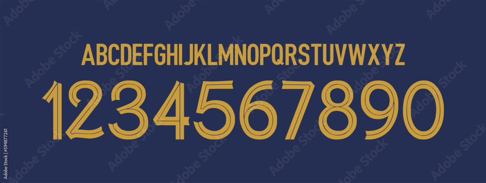 Wall mural font vector France home 2022 world cup, font football sports style letters and numbers for soccer team, font mbappe and france.