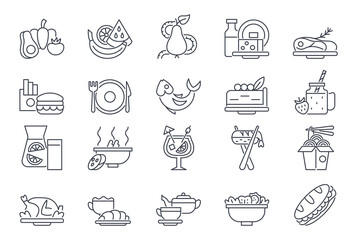 Black and white food icons