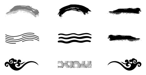 set of black and white paint strokes