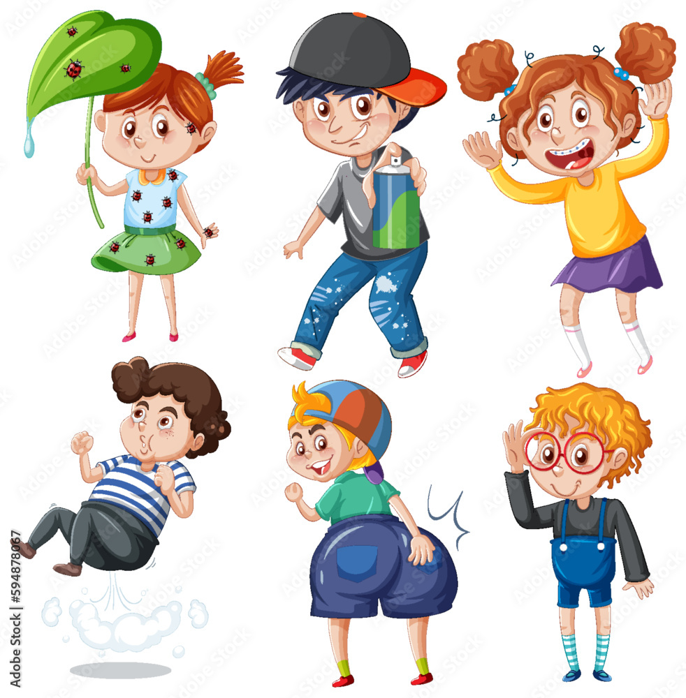 Poster Set of cute cartoon character