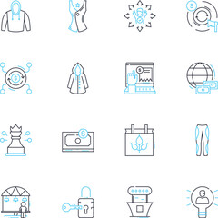 Customer service linear icons set. Satisfaction, Support, Experience, Loyalty, Response, Empathy, Attentiveness line vector and concept signs. Communication,Availability,Dependability outline