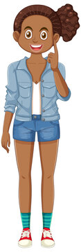 recommend clip art: African American Teenage Girl Thinking with Pointing Finger