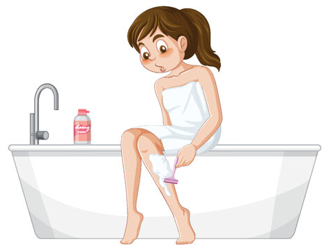 woman shaving leg in bathroom clip art preview
