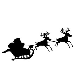 Santa Claus in his sleigh with reindeer silhouette