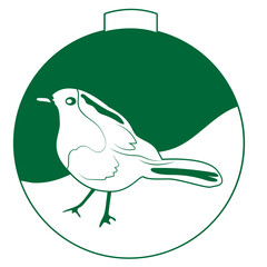 Robin bird Christmas bauble silhouette
