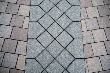 Texture of 3 tiles cobblestone road.