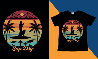 Sup Paddle Board With Dog T-Shirt Designs By Alim Graphic | Sup Paddle Board 