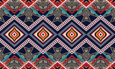 Geometric ethnic pattern vector background. seamless pattern traditional,Design for background, wallpaper, Batik, fabric, carpet, clothing, wrapping, and textile. Colorful ethnic pattern illustration
