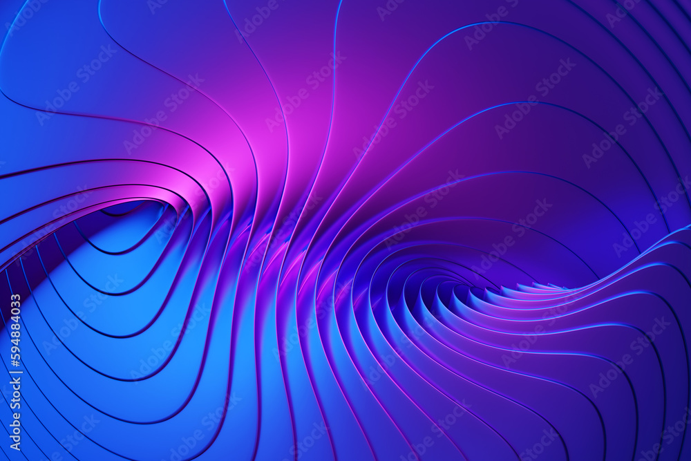Poster 3d illustration of a classic pink and blue abstract gradient background with lines. print from the w